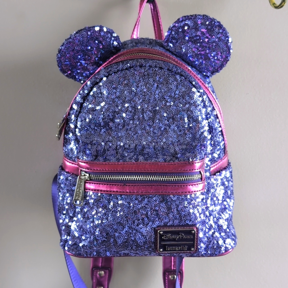 Disney Parks Loungefly Purple Potion Sequin Mini Backpack